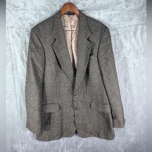 Oscar de la Renta Men’s Glen Plaid Wool Blazer Size 42L Classic Sport Coat